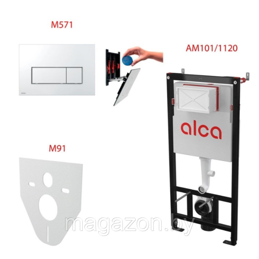 Сет 4в1 система инсталляции AlcaPlast AM101/1120+M571+M91 (кнопка хром) - фото 7 - id-p226287336