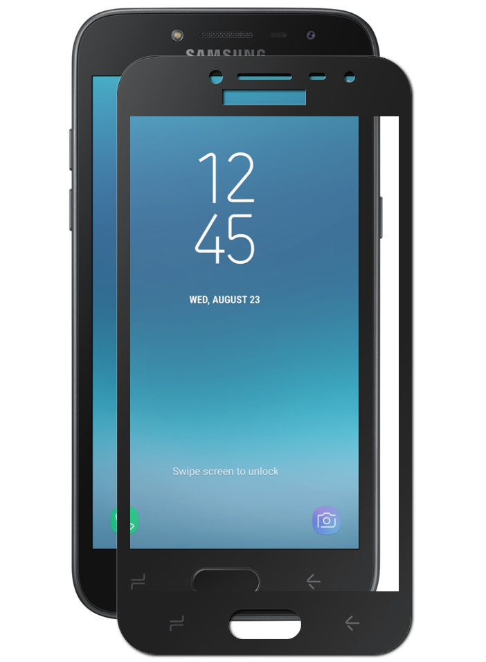 Защитное стекло для Samsung Galaxy J2 2018 с полной проклейкой (Full Screen), черное