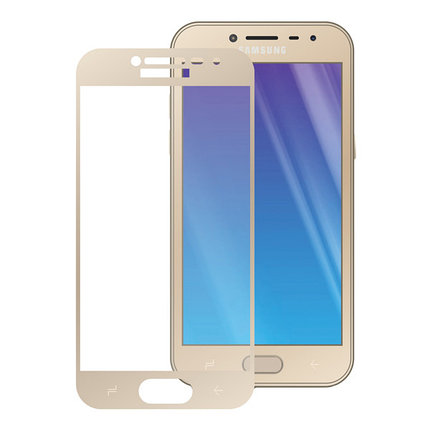 Защитное стекло для Samsung Galaxy J2 2018 с полной проклейкой (Full Screen), золотое, фото 2