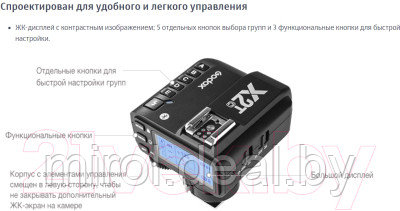 Синхронизатор для вспышки Godox X2T-C TTL для Canon / 27378 - фото 2 - id-p226290307
