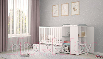 Детская кровать-трансформер Polini Kids French 800 Teddy с комодом - фото 7 - id-p226294866