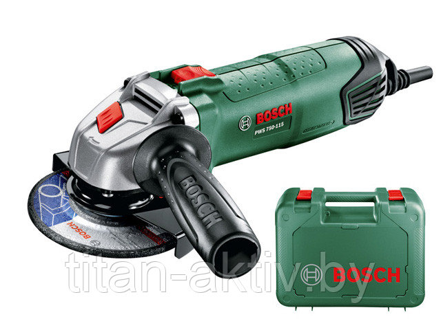 Одноручная углошлифмашина BOSCH PWS 750-115 NEW в чем. (750 Вт, диск 115х22 мм, без регул. об.)