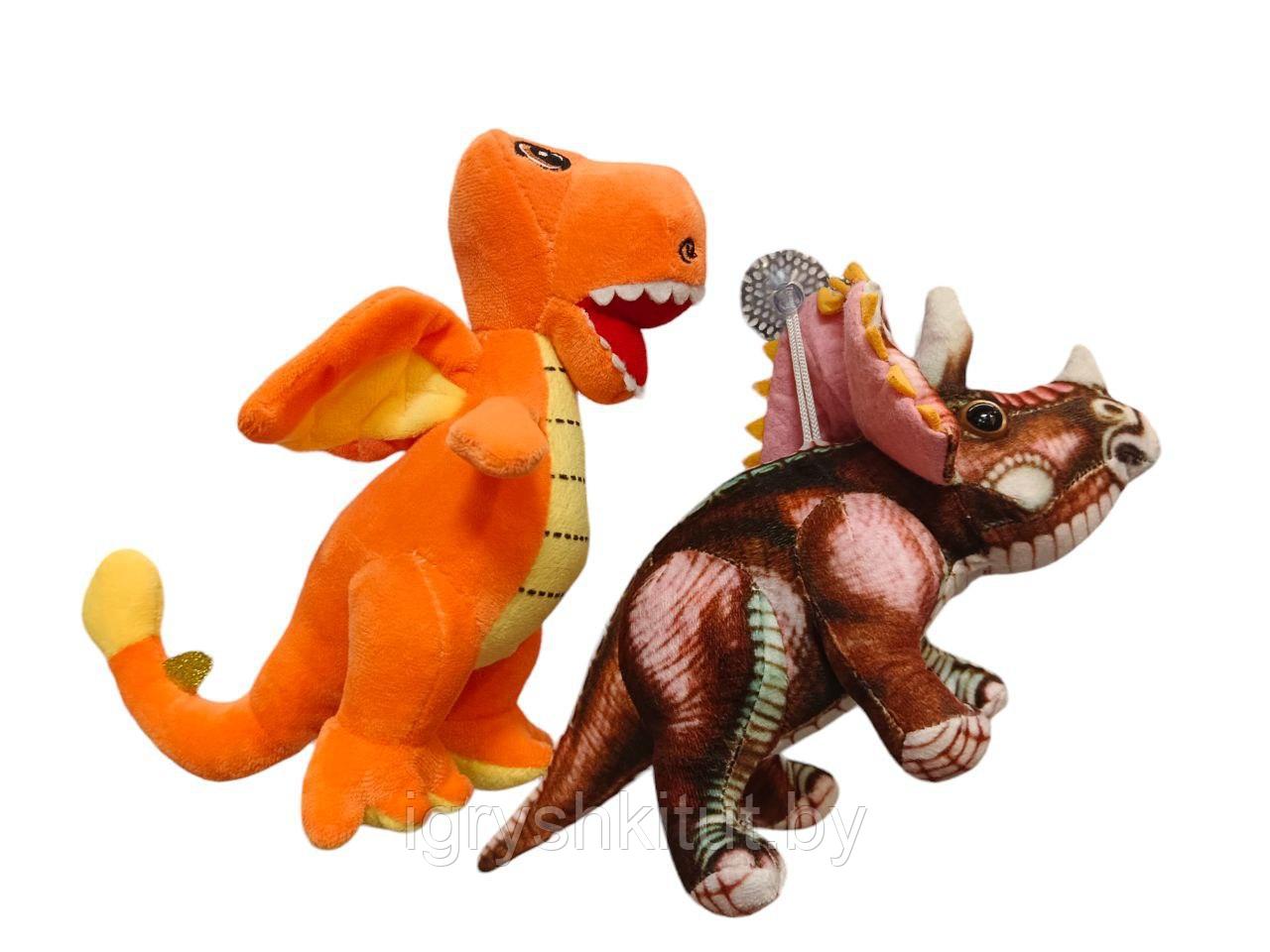Мягкая игрушка музыкальный Динозавр с присоской, в ассортименте, 23 см