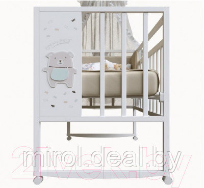 Детская кроватка VDK Mini Loft 3D колесо-качалка Oh My Bear - фото 2 - id-p226306951