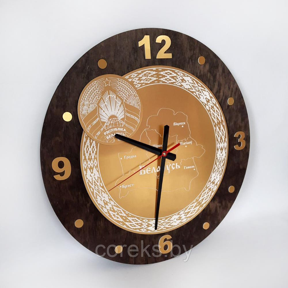 Деревянные часы "Беларусь" №6 (диаметр 55 см) - фото 2 - id-p226311487