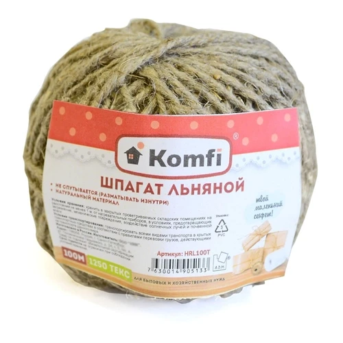 Шпагат льняной 100 м, 1250 текс Komfi, HRL100T