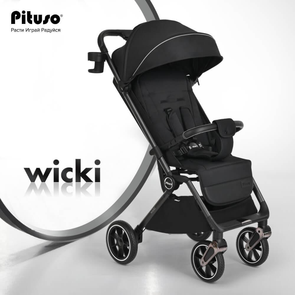 PITUSO коляска детская WICKI PU прогулочная Black/Черный ABF2022 - фото 1 - id-p226311619
