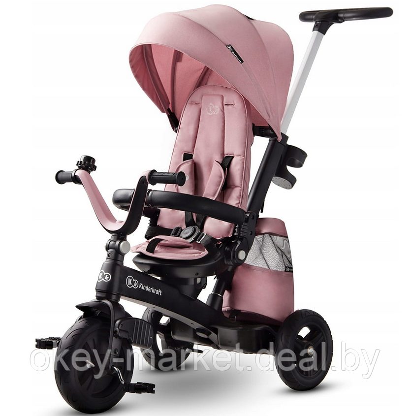 Детский трехколесный велосипед-коляска Kinderkraft Easytwist розовый, фото 2
