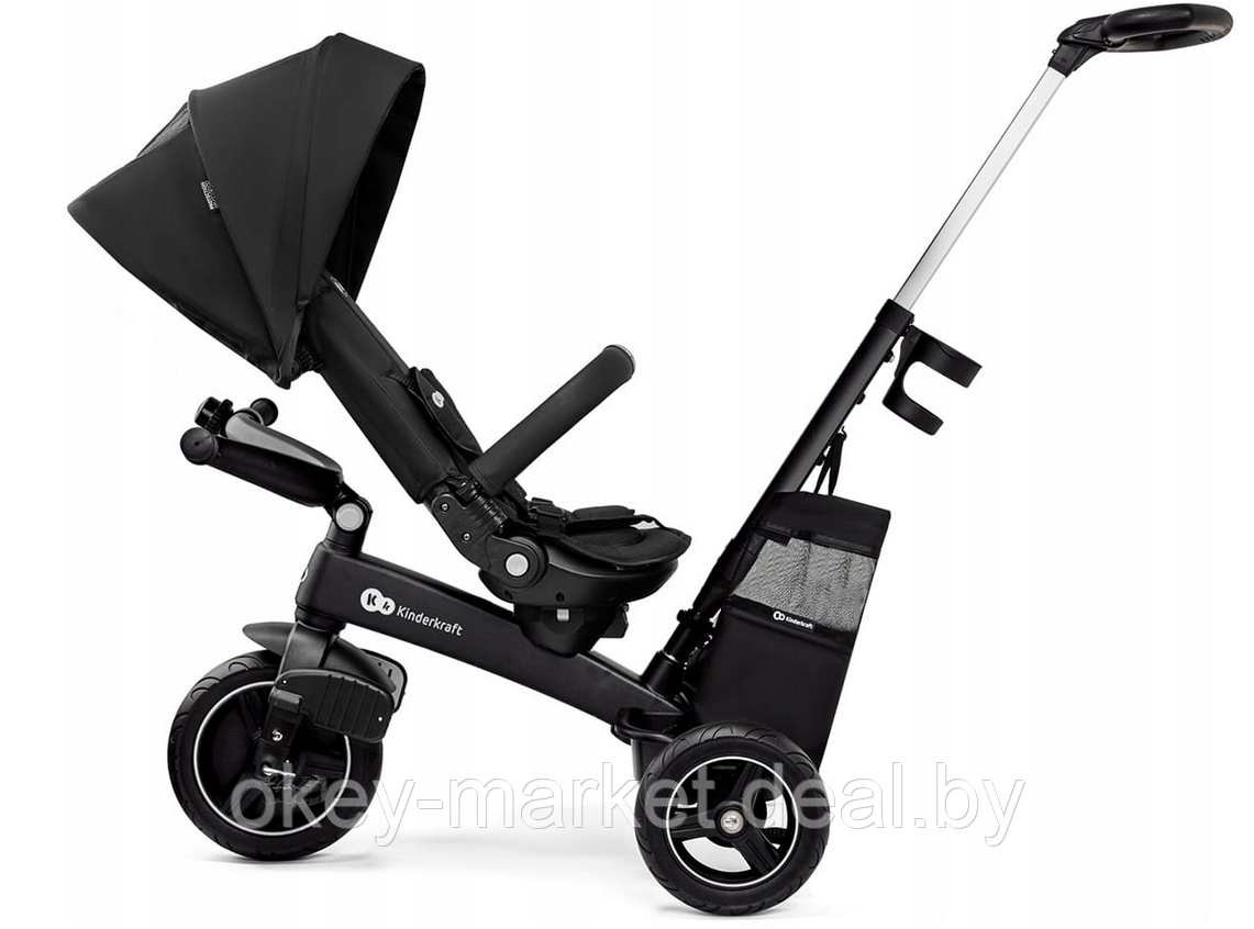 Детский трехколесный велосипед-коляска Kinderkraft Easytwist черный - фото 4 - id-p226312211