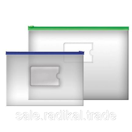 Папка на молнии прозрачная, молния ассорти 3 цвета, ф.A4, 160мкм, с карманом, арт. IPF56/ASS - фото 1 - id-p226315032