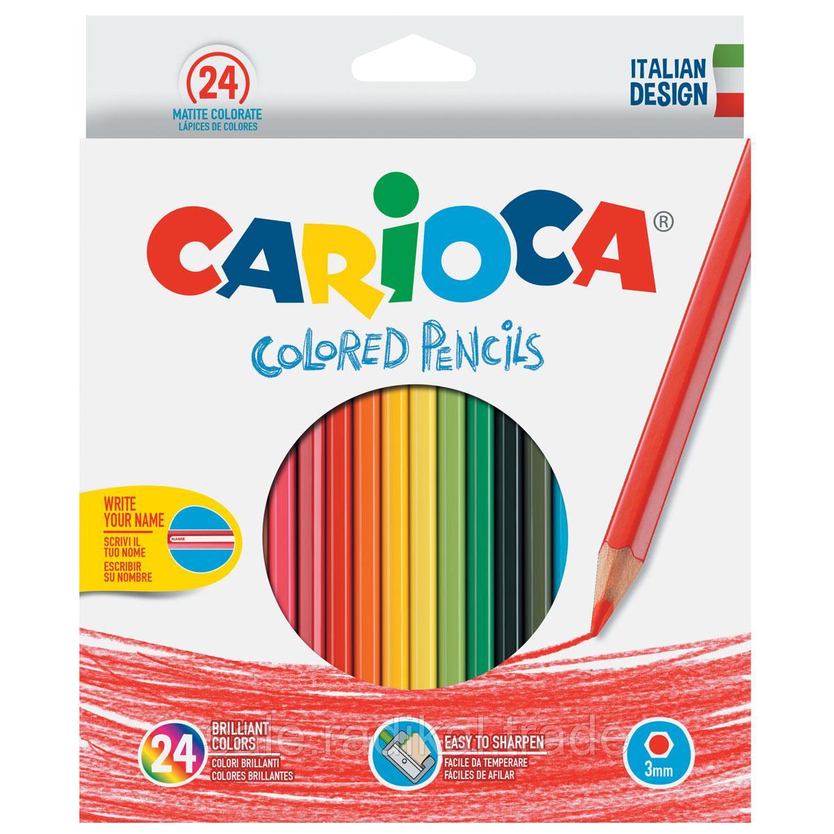 Набор карандашей цветных CARIOCA, 24 цв. 3мм в картонной коробке с европодвесом, арт. 40381 - фото 1 - id-p226314149