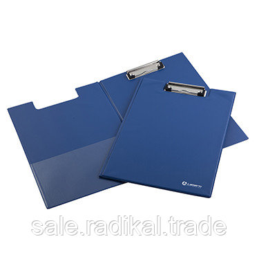 Папка-планшет LAMARK с верхним зажимом 2,4 мм с крышкой А4 PVC, внутренний карман, цвет синий, арт.CB0607-BL - фото 1 - id-p226315202