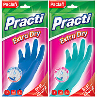 Перчатки резиновые Paclan Practi Extra Dry, р.L, цвет микс, пакет с европодвесом 407350