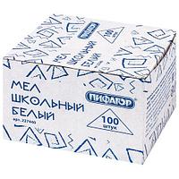 Мел белый ПИФАГОР, НАБОР 100 шт., квадратный, 227440