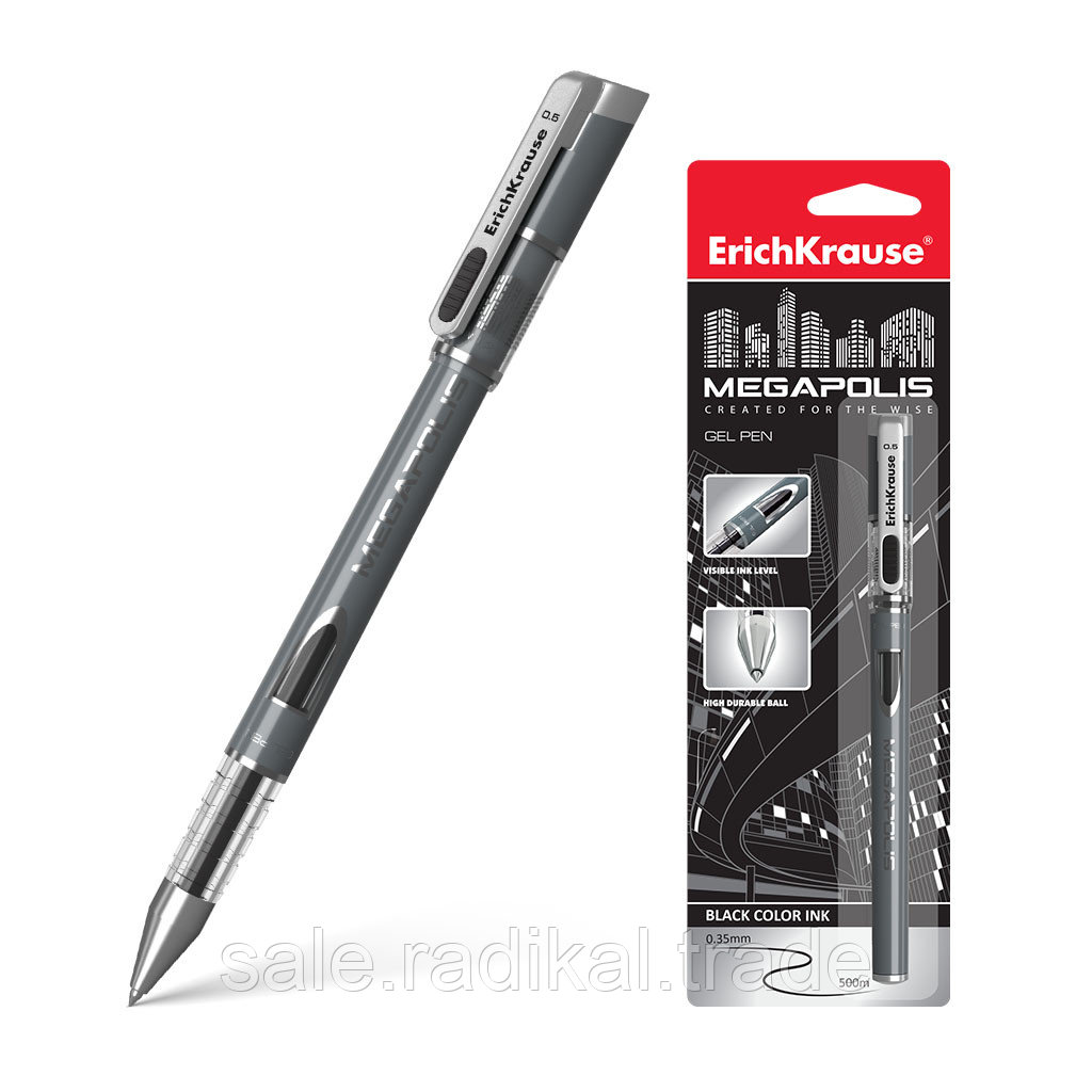 Ручка гелевая Erich Krause Megapolis черная, 0,5мм 93 - фото 1 - id-p226314630