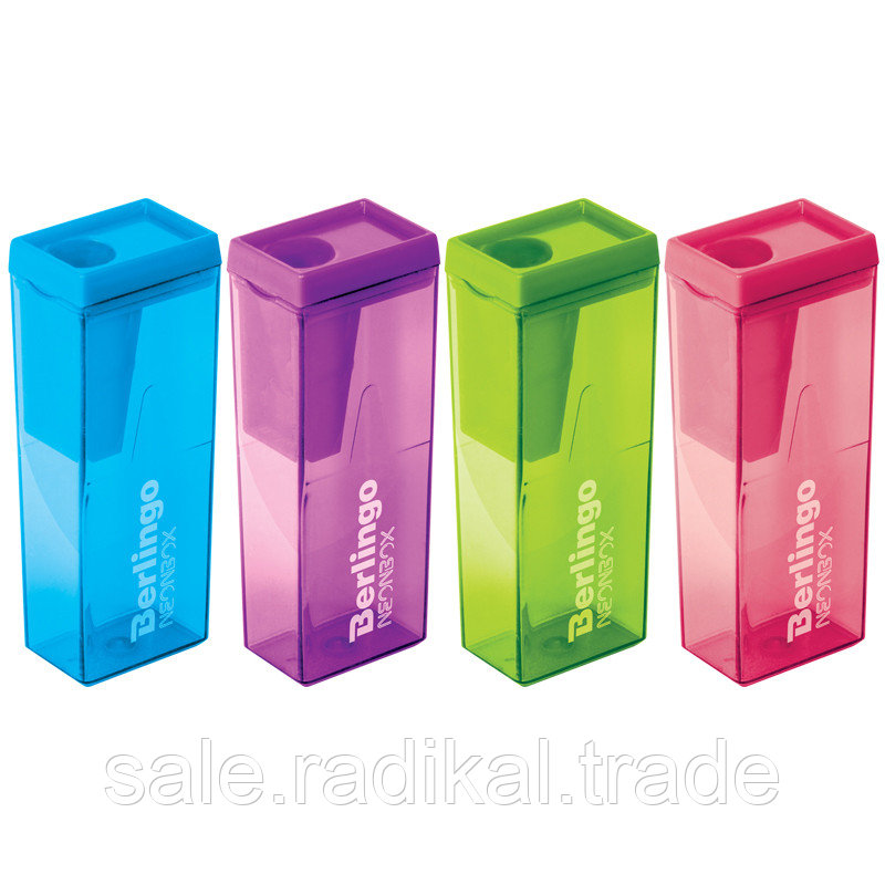 Точилка пластиковая Berlingo NeonBox 1 отверстие, контейнер, ассорти BBp_15008 - фото 1 - id-p226314869
