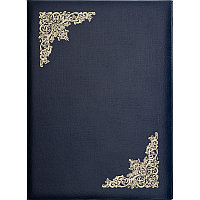 Папка адресная А4 с тиснеными золотыми уголками ВИНЬЕТКА, с поролоном, синяя, арт. 995405