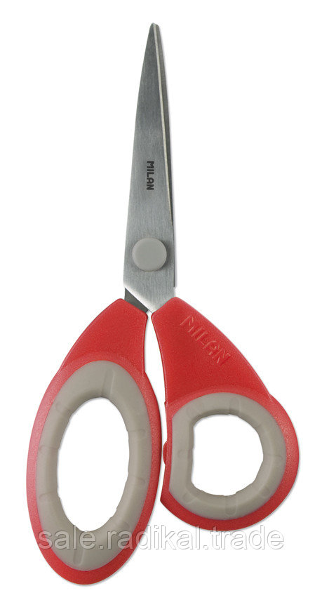Ножницы офисные Milan Soft 19см, ассиметричные ручки с резиновыми вставками, европодвес, арт. BWM10264 - фото 1 - id-p226315803