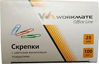 Скрепки канцелярские Workmate 28 мм, цветные, виниловое покрытие, 100 шт/уп, арт. 067000500