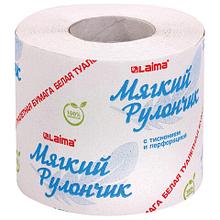 Бумага туалетная "МЯГКИЙ РУЛОНЧИК" белая, 51 метр, 1-слойная, LAIMA Цена без НДС.