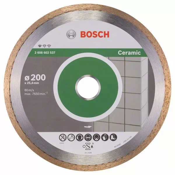 Bosch Круг алмазный сплошной 200x1.6x 7x25.40 мм Керамика Standart (2 608 602 537) BOSCH - фото 1 - id-p226319739