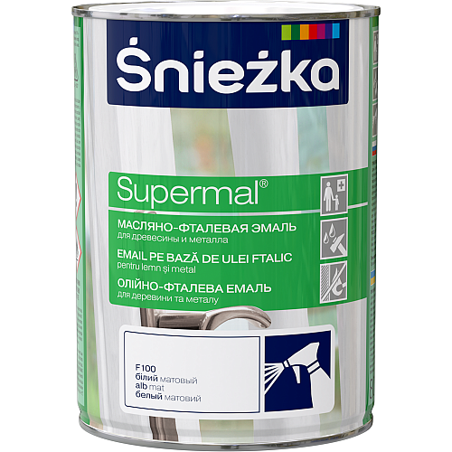 Sniezka Эмаль Sniezka SUPERMAL, белая RAL9003, 2.5л - фото 1 - id-p226319854