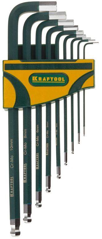 Kraftool Набор ключей имбусовых KRAFTOOL "INDUSTRIE" длинные,шарик,Cr-Mo сталь(S2),хром покрыт с противоск на - фото 1 - id-p226317829
