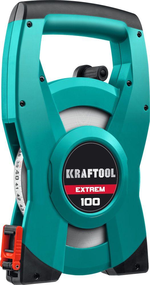 Kraftool Мерная лента 100м, стальное полотно, геодезийная, быт. "EXTREM" (34185-100) KRAFTOOL - фото 1 - id-p226321913