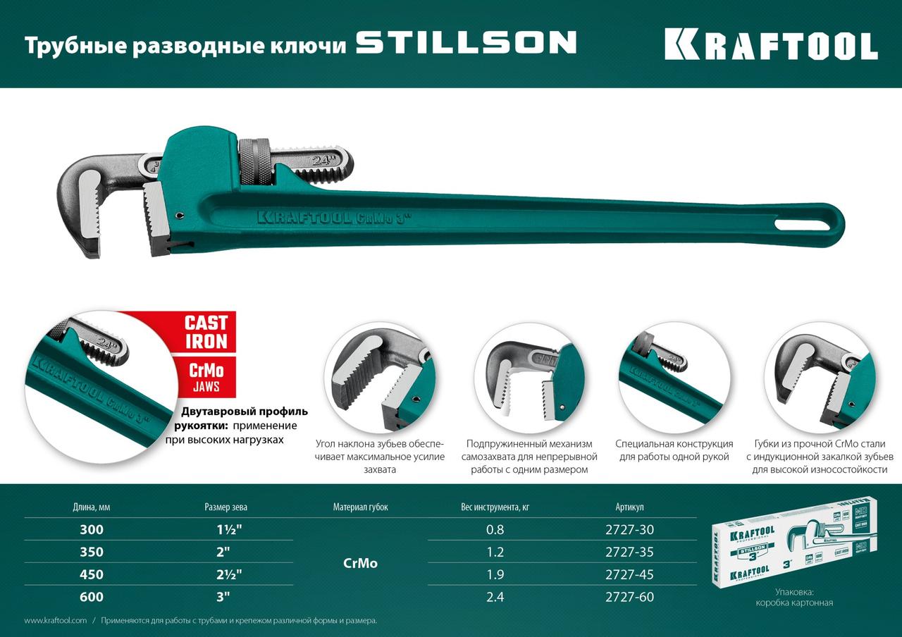 Kraftool Ключ трубный разводной 3" STILLSON (2727-60) KRAFTOOL - фото 6 - id-p226321920