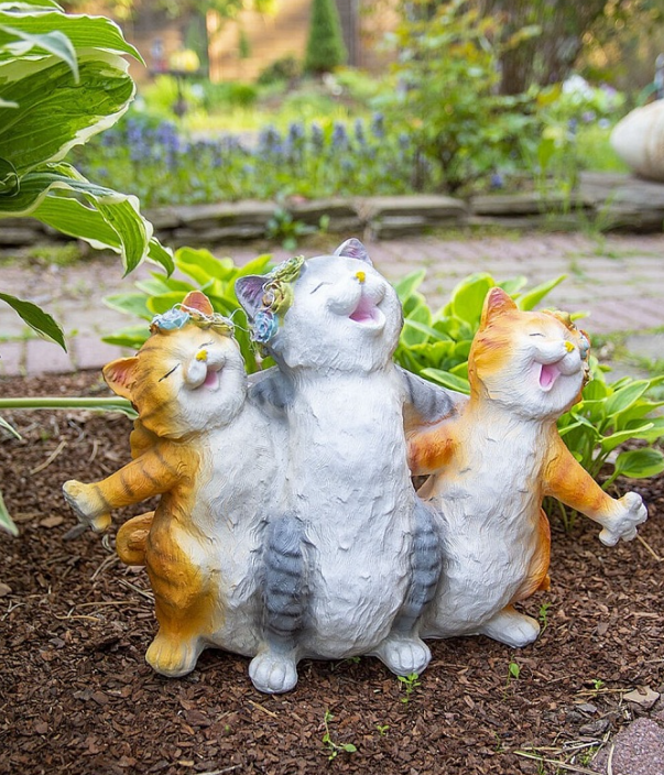 ЧУДЕСНЫЙ САД Фигура садовая ЧУДЕСНЫЙ САД 208 "Веселые коты" с LED подсветкой, на солнеч.батарее, полирезина - фото 1 - id-p226321065