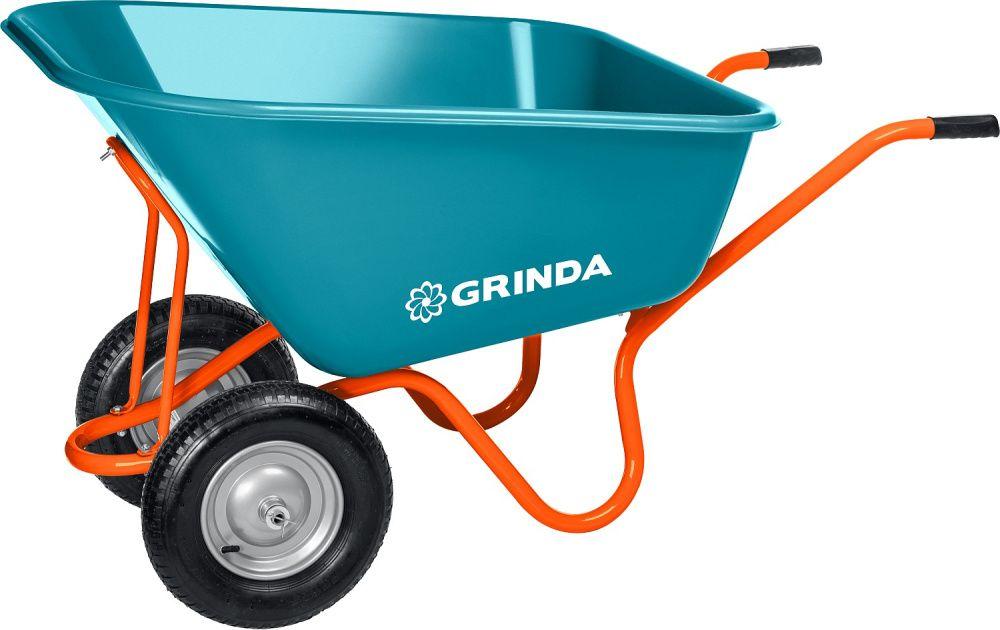 Grinda Тачка садовая двухколесная, 120кг, объем 260л, ударопрочный пластиковый кузов "GP-1" (422401) Grinda - фото 1 - id-p226322056
