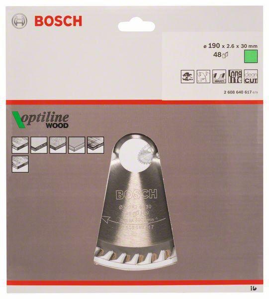 Bosch Диск пильный 190х30х2.6х48 Optiline Wood (2 608 640 617) BOSCH - фото 2 - id-p226317245