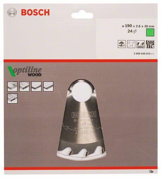 Bosch Диск пильный 190х30х2.6х24 Optiline Wood (2 608 640 615) BOSCH - фото 2 - id-p226317247