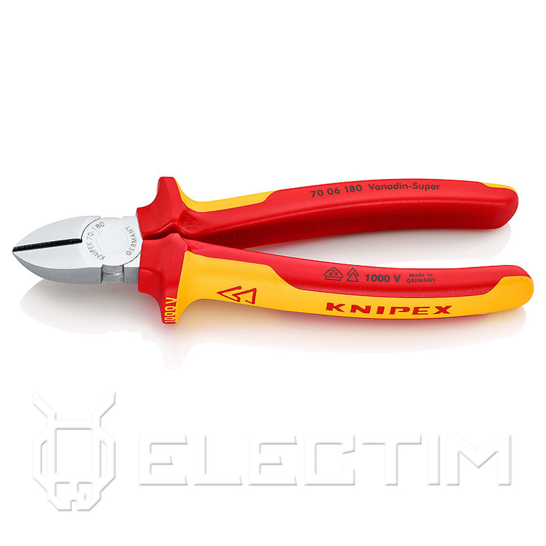 KNIPEX Кусачки боковые (бокорезы) диэл., 180мм, хром., 2-комп. рукоятки (7006180) KNIPEX - фото 4 - id-p226321228