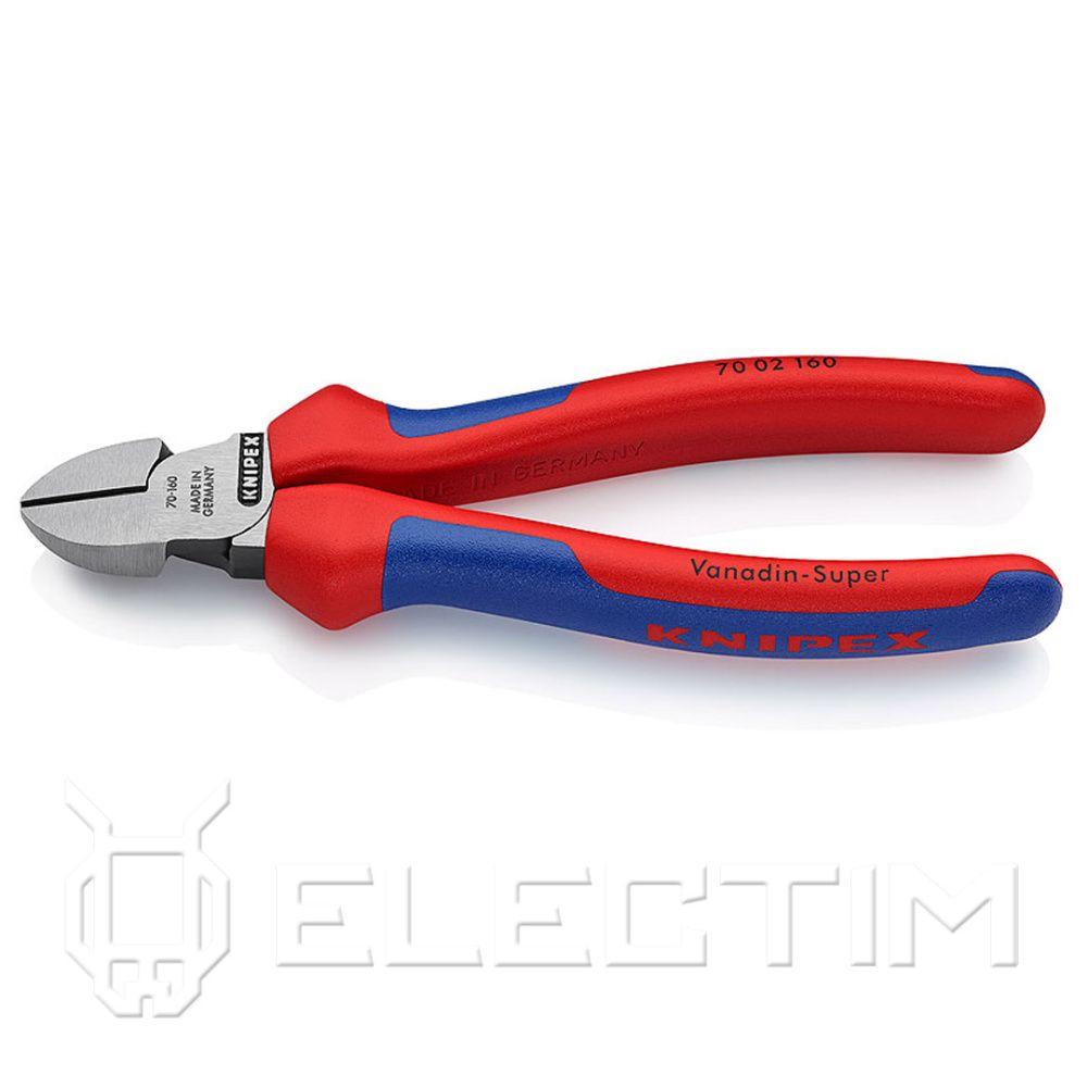 KNIPEX Кусачки боковые (бокорезы) 160мм, тверд. кромок 62 HRC, чёрные, 2-комп. рукоятки (7002160) KNIPEX - фото 1 - id-p226321244