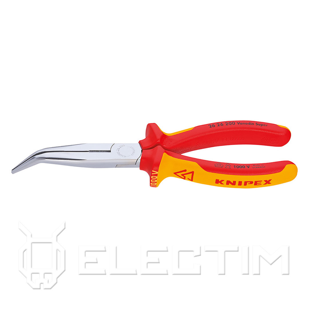 KNIPEX Длинногубцы с реж. кромк. диэл., полукруглые губки 40°, 200мм, хром., 2-комп. рук. (2626200) KNIPEX - фото 2 - id-p226321248