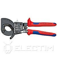 KNIPEX Кабелерез с храповым механизмом, 250мм, чёрный, 2-комп. рукоятки (9531250) KNIPEX