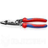 KNIPEX Клещи электромонтажные WireStripper, 7-в-1, защёлка-"собачка", 200мм, 2-комп. ручки (13728) KNIPEX