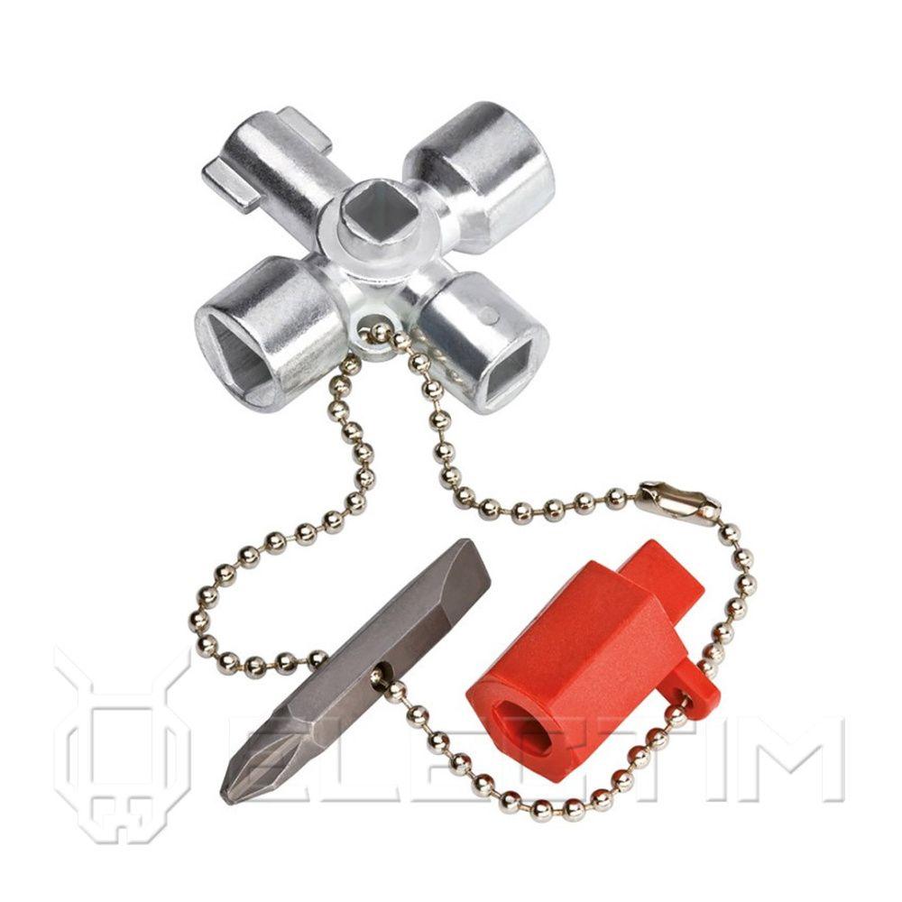 KNIPEX Ключ крестовой 4-лучевой для стандартных шкафов и систем запирания, 44мм (001102) KNIPEX - фото 1 - id-p226321275