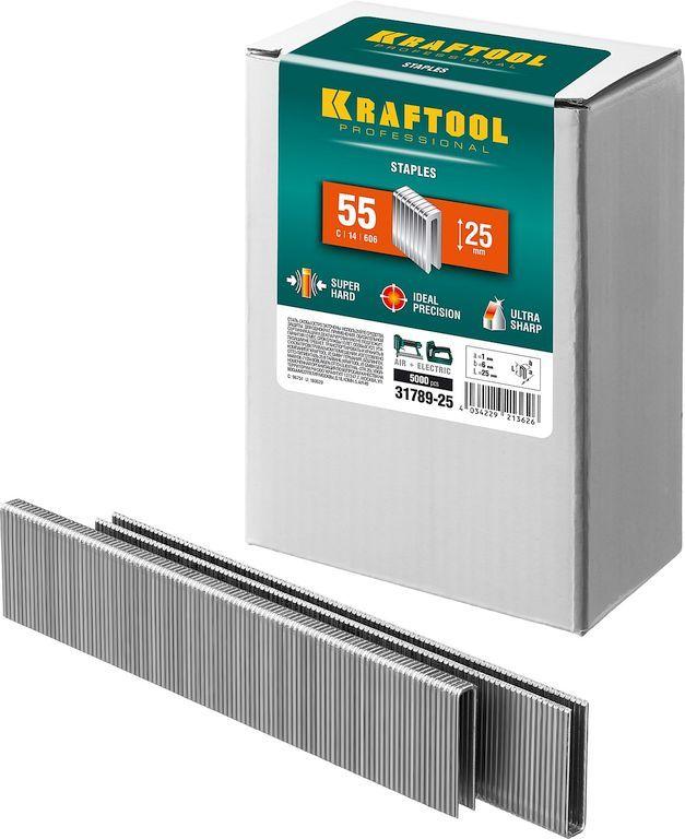 Kraftool Скобы для степлера узкие тип 55, 25 мм, 5000 шт. (31789-25) KRAFTOOL - фото 1 - id-p226318433