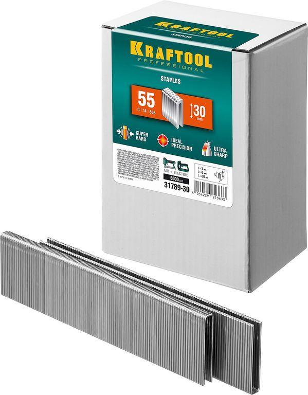Kraftool Скобы для степлера узкие тип 55, 30 мм, 5000 шт. (31789-30) KRAFTOOL - фото 1 - id-p226318434