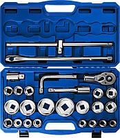 Зубр Набор головок с трещоткой и удлинителями 3/4", 1" 21-50мм, 26пр. "НКТ-26" (27660-H26_z02) ЗУБР