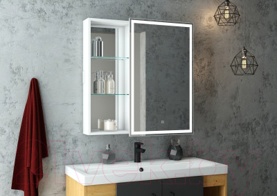 Шкаф с зеркалом для ванной Континент Aperio Led 80х80 R - фото 8 - id-p226323188