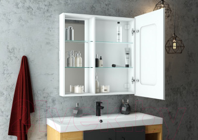 Шкаф с зеркалом для ванной Континент Aperio Led 80х80 R - фото 10 - id-p226323188