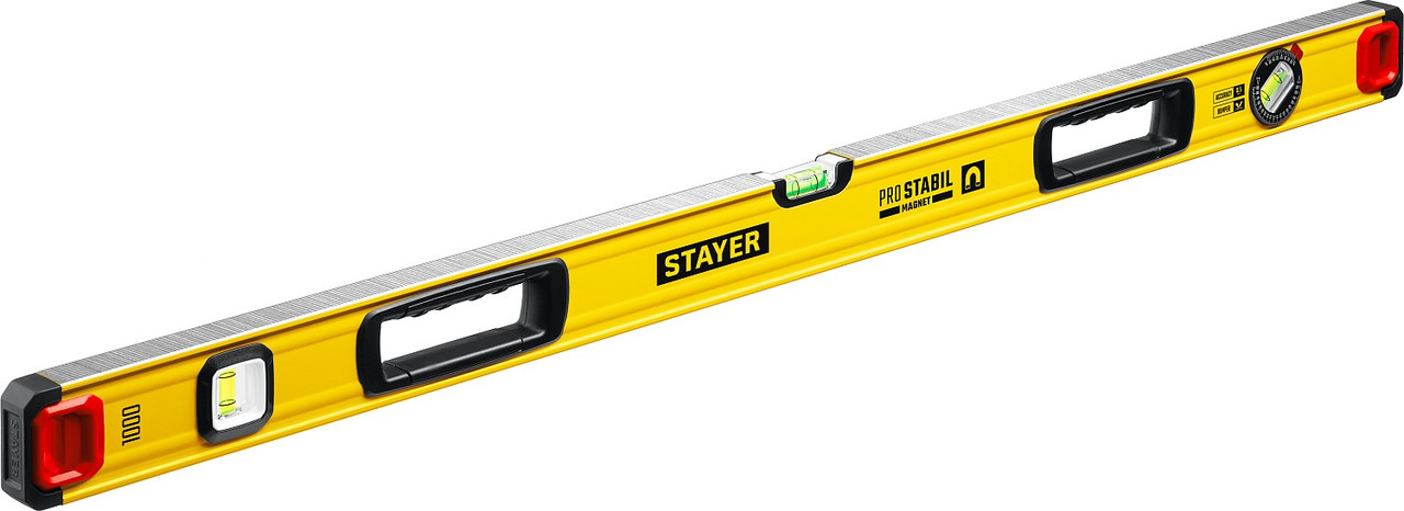 Stayer Уровень строительный, 100 см. (0.5 мм/м, 3 гл., фрезер.), магн. "ProStabil Magnet" (3480-100) STAYER - фото 2 - id-p226321584