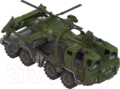 Автовоз игрушечный Нордпласт Военный тягач. Щит с вертолетом / 256 - фото 1 - id-p226327091