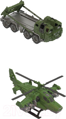 Автовоз игрушечный Нордпласт Военный тягач. Щит с вертолетом / 256 - фото 2 - id-p226327091