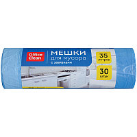 Мешки для мусора 35л OfficeClean ПНД, 48*52см, 13мкм, 30шт./рул., синие, с завязками 243960/И