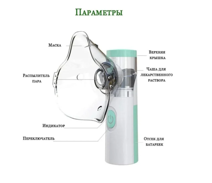 Ингалятор небулайзер портативный JSL-W303 с насадками для детей и взрослых - фото 8 - id-p226329772