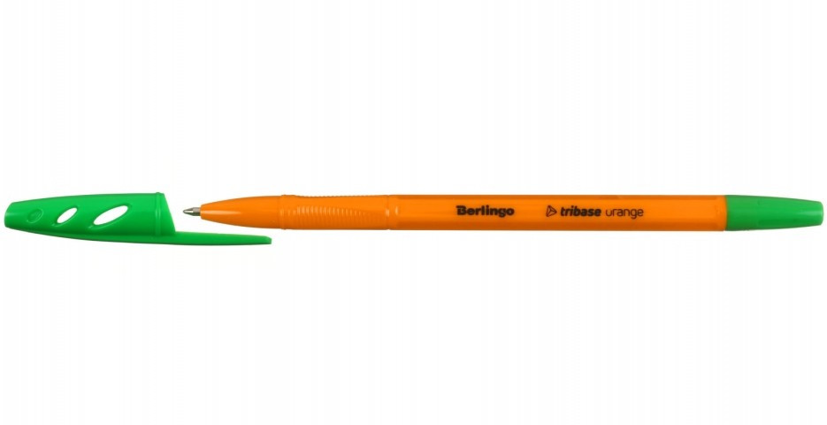 Ручка шариковая Berlingo Tribase Orange корпус оранжевый, стержень зеленый - фото 1 - id-p226330307